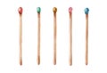 Watercolor multicolored match sticks on a white