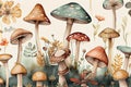 Mushrooms with Big Eye on Plate, Fantastic Looking Fungus, Watching Mushroom, Generative AI Illustration