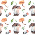 Watercolor mushrooms seamless pattern . Suitable for printing on fabric, dishes, posters, paintings.