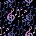 Watercolor musical notes pattern