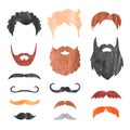 Watercolor mustache, beard and haircut set
