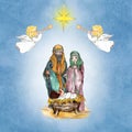 Watercolor Nativity scene hand painted isolated Royalty Free Stock Photo