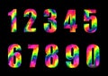 watercolor neon numbers on a black background