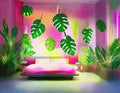 Watercolor of neon tropical composite