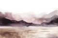 Watercolor neutral minimalist landscape illustration