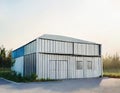 Watercolor of Newly constructed mobile industrial building with prefab container on