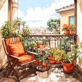 Watercolor oasis A balcony garden blooms in pots