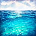 watercolor ocean calm water surface, ai generation