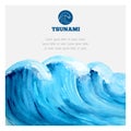 Watercolor ocean tsunami waves Royalty Free Stock Photo