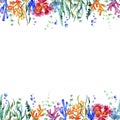 Watercolor Oceanic watercolor frame border with marine plant,