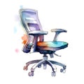 Watercolor office chair. Hand drawn illustration isolated on white background.