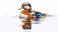 Watercolor Oil Painting of An Evocative Depicts Vibrant Mandarin Duck Water Bird Background Royalty Free Stock Photo