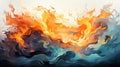 Watercolor Oil Painting Flames With Abstract Brush Stroke White Background Royalty Free Stock Photo