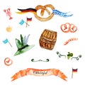 Watercolor oktoberfest illustration with flags