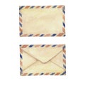 Watercolor old-fashioned postal envelopes set isolated on white background Royalty Free Stock Photo