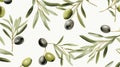 Watercolor Olive Leaf Pattern: Nature-inspired Installation With Realist Detail