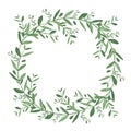 Watercolor olive wreath. Isolated vector illustration