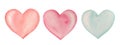 Watercolor ?olored hearts, Valentine\'s day, hand painted on paper, white background