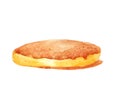 Watercolor one isolated single one pancake, sponge pie, biscuit, cheesecake