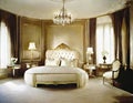 Watercolor of Opulent bedroom adorned in sophisticated
