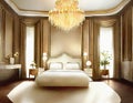 Watercolor of opulent bedroom interior as a