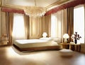 Watercolor of opulent bedroom interior as a