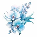 Watercolor Orchid Egyptian Style Bouquet Design Vector Illustration Royalty Free Stock Photo