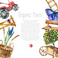 Watercolor organic farm.