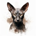 Watercolor Oriental cat breed illustration