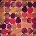 Watercolor original backdrop. Retro hand drawn circles ornament.