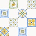 Watercolor ornament square pattern