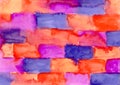 Watercolor paint abstract multicolored Background. orange, red and purple Spots and splashes brick and stone texture Royalty Free Stock Photo