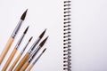 Watercolor paint brushes and clean paper on artist's work desk Royalty Free Stock Photo