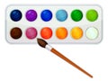 Watercolor paint icon with brush