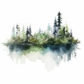 Boreal Forest Watercolor Illustration With Whistlerian Style