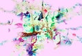 Watercolor paint pink colorful shapes and sparkling lights, abstract background Royalty Free Stock Photo