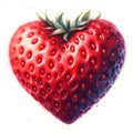 watercolor paint strawberry heart shape on white love symbol Royalty Free Stock Photo