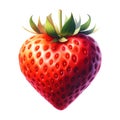 watercolor paint strawberry heart shape on white love symbol Royalty Free Stock Photo
