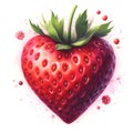 watercolor paint strawberry heart shape on white love symbol Royalty Free Stock Photo