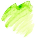 Green watercolor paint stroke, blot, blemish, stain