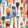 Watercolor Paintbrushes Pattern on White Background Royalty Free Stock Photo