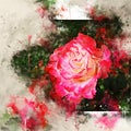 Watercolor painted beautiful stylized pink rose Royalty Free Stock Photo