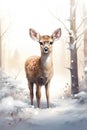 watercolor painted cute deer, realistic style, isolated on white , AI Generated Royalty Free Stock Photo