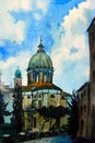 Watercolor painted picture of the Chiesa San Rocco