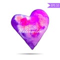 Watercolor painted pink heart, vector element for your design. Hand-drawn. On white background Royalty Free Stock Photo