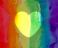 watercolor painted rainbow background with heart. Royalty Free Stock Photo