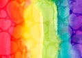 watercolor painted rainbow background with hearts. Royalty Free Stock Photo