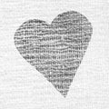 Watercolor painted red heart on burlap fabric texture