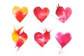 Watercolor painted red heart hand drawn illustration. Royalty Free Stock Photo