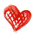 Watercolor painted red heart on white background Royalty Free Stock Photo